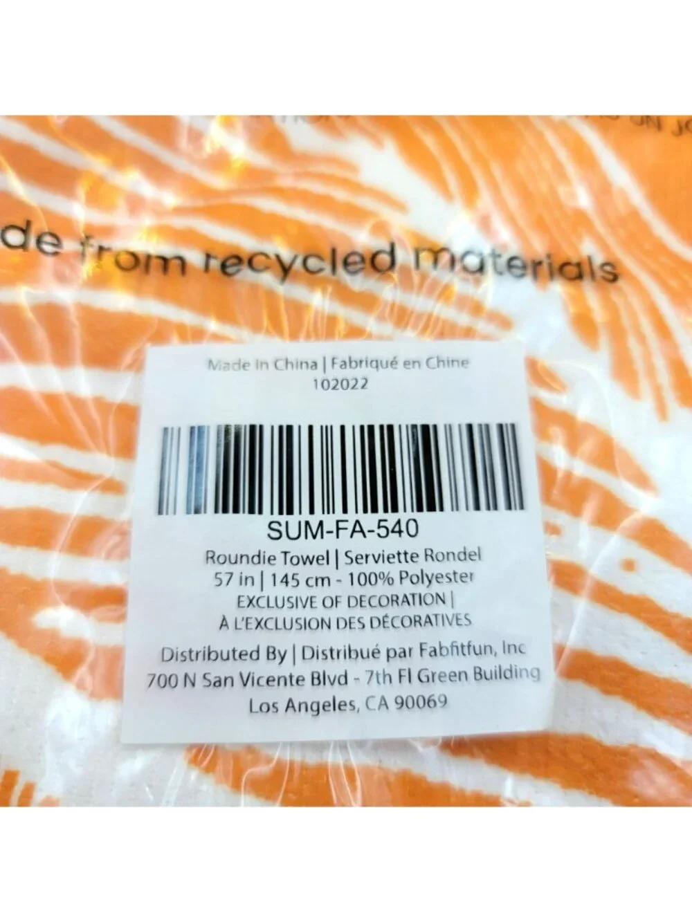 Round Towel 57in 145cm Orange White Floral Summer and Rose Beach Pool NWT jj3508